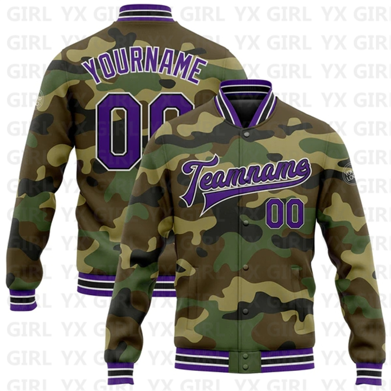 Custom Camo Purple-Gold Full-S - Varsity Jacket Letterman 评论和价格
