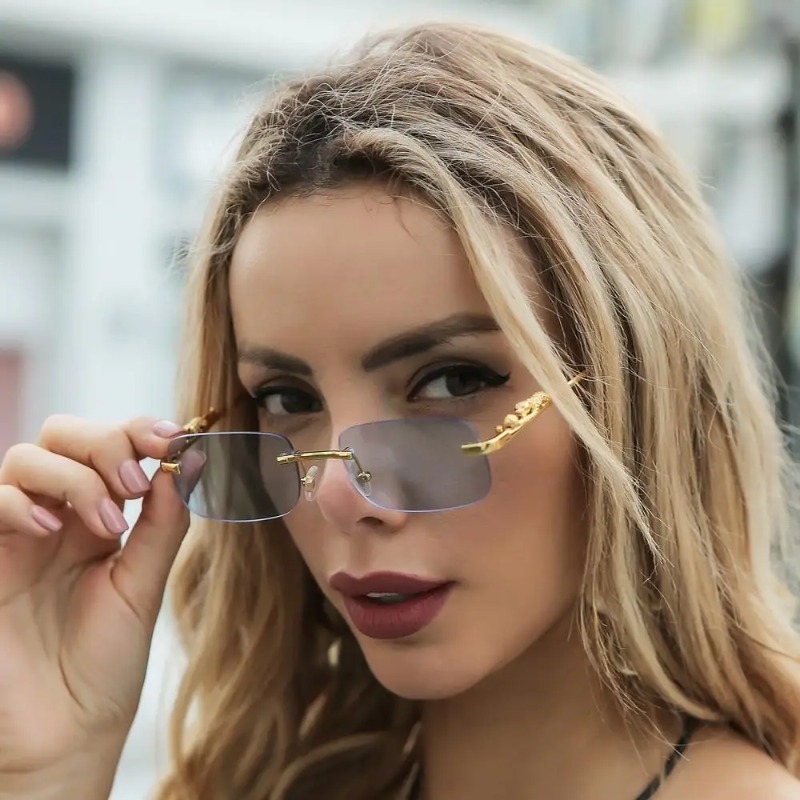 Rimless Square Sunglasses Wome - Men'S Fashion Model 评论和价格