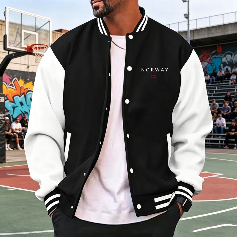 Men Wine Red White Color Block - Varsity Jacket Letterman 评论和价格