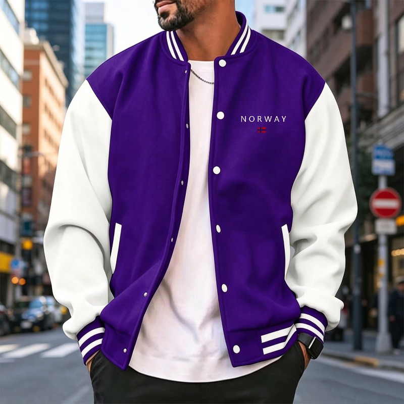 Men Wine Red White Color Block - Varsity Jacket Letterman 评论和价格