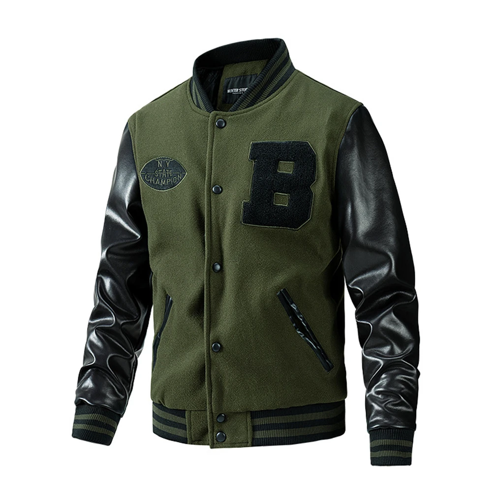 Varsity Jacket Men PU Sleeve P - Varsity Jacket Letterman 评论和价格