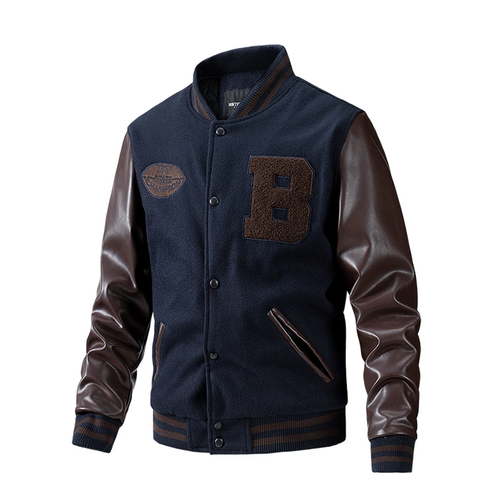 Varsity Jacket Men PU Sleeve P - Varsity Jacket Letterman 评论和价格