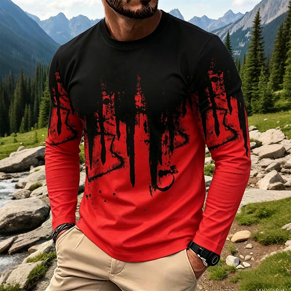 Men's Gradient Ink Splash Long - Men Fashion Vintage 评论和价格